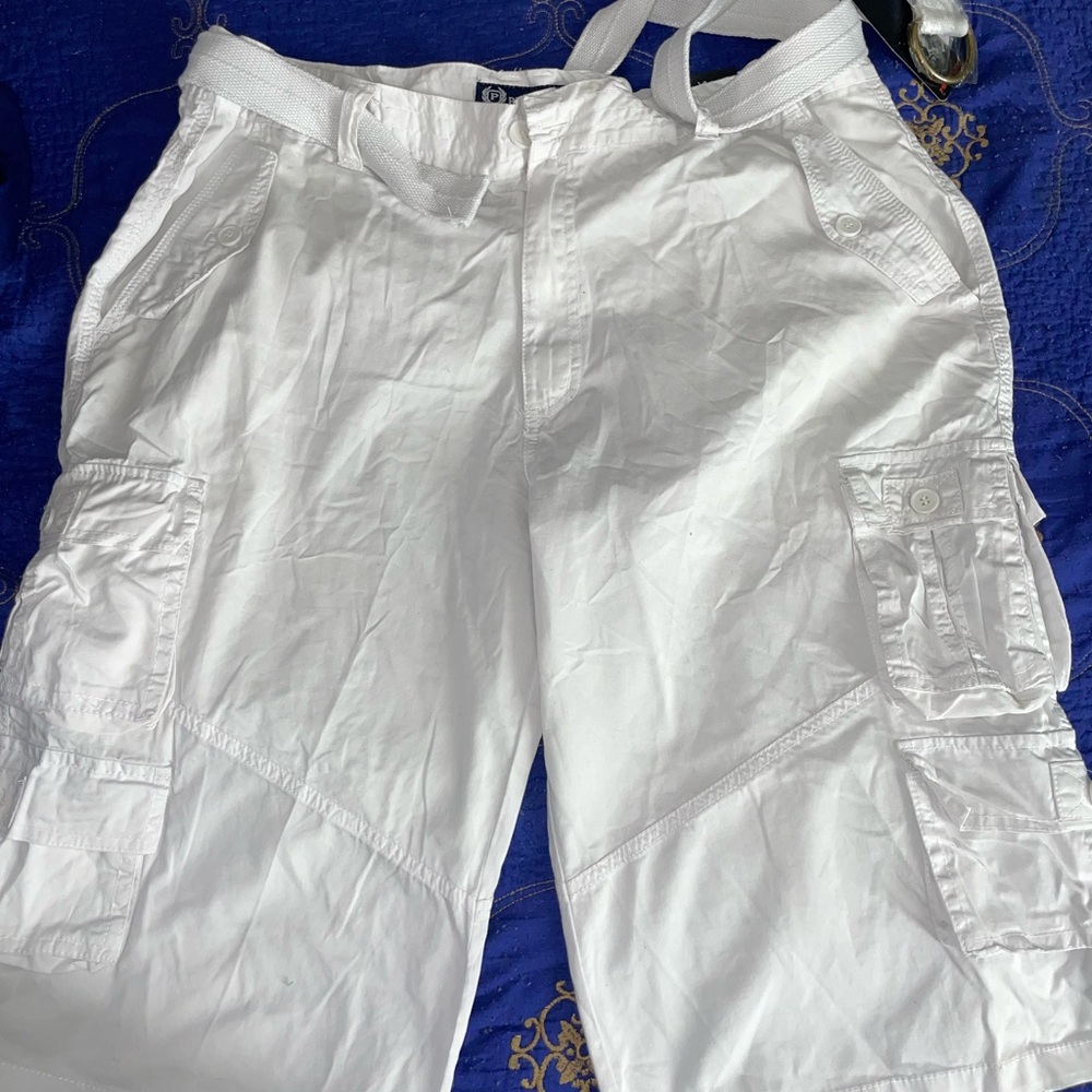 Phat Farm White Cargo Shorts with Relaxed Fit
